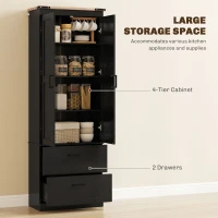 HOMCOM 67" Tall Kitchen Pantry Storage Cabinet, Kitchen Pantry Cabinet with Doors, Drawers and Adjustable Shelves, Black(m-4)