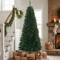 HOMCOM 7.5 ft Artificial Christmas Tree, Norway Spruce Tree, Hinged Xmas Tree with Metal Stand(m-8)