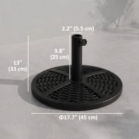 Outsunny 21 lbs Cement Round Market Umbrella Base Holder, 18" Heavy Duty Parasol Stand with Rattan Design for Patio, Black(m-3)