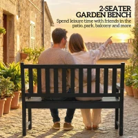 Outsunny 2-Person Garden Bench, HDPE Outdoor Bench with 530 lbs Capacity, Curved Seat for Backyard, Park, Porch, Lawn, Black(m-4)