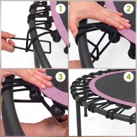 Soozier 45" Rebounder Trampoline for Adults, Foldable Mini Trampoline with Adjustable Handle Bar for Indoor Outdoor, Pink(m-9)