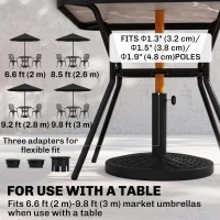 Outsunny 21 lbs Cement Round Market Umbrella Base Holder, 18" Heavy Duty Parasol Stand with Rattan Design for Patio, Black(m-4)