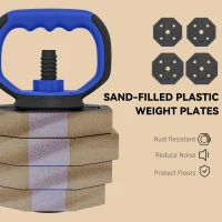 Soozier 6-in-1 Adjustable Dumbbell Set, Used as Kettlebell, Barbell, Dumbbell, Push-Up Stand, 66lbs Free Weights Set, Blue(m-7)