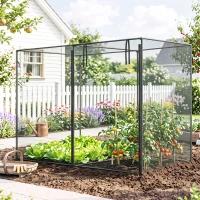 Outsunny 6 x 3ft Crop Cages for Garden, Plant Protectors from Animals, Storage Bag and 6 Ground Stakes, Black(m-9)