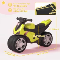 Qaba Balance Bike with Music and Wide Tires Baby Balance Bike for Toddlers 1-3 Years Green(m-3)