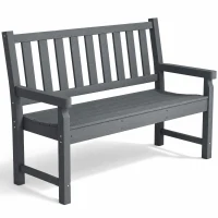 Outsunny 2-Person Garden Bench, HDPE Outdoor Bench with 530 lbs Capacity, Curved Seat for Backyard, Park, Porch, Lawn, Gray(m-11)