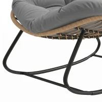 Outsunny Indoor Outdoor Papasan Rocking Chair, Oversized Rocking Egg Chair with Cushion for Garden, Patio, Grey(m-12)