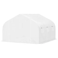 Outsunny 15'x10'x7' Greenhouse Gardening Planting Shed White(m-11)