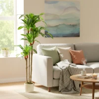 HOMCOM 5FT Dracaena Fake Plant, Artificial Plant with Bendable Trunks for Home Office Decor, Green(m-8)