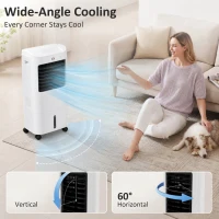 HOMCOM Cooling Fan for Bedroom with Ice Pack, Tower Fan with Remote Control, 3 Modes, 3 Speeds, 7.5H Timer, White(m-7)