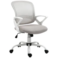 HOMCOM Swivel Mid Back Computer Desk Chair, Ergonomic Mesh Office Chair with Rocking Function, Rolling Wheels, Gray(m-11)