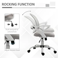 HOMCOM Swivel Mid Back Computer Desk Chair, Ergonomic Mesh Office Chair with Rocking Function, Rolling Wheels, Gray(m-5)