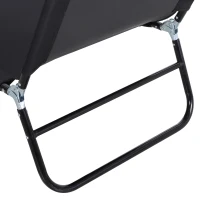 Outsunny Outdoor Folding Lounge Chair, Steel Tanning Chair with Reclining Back, Breathable Mesh for Beach, Yard, Patio, Black(m-9)