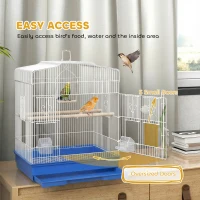 PawHut 23" Bird Cage, Finches Canaries, Parrot Cage with Doors Perches, 2 Feeder Pet Supplies, Blue(m-4)