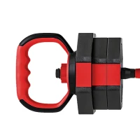 Soozier 6-in-1 Adjustable Dumbbell Set, Used as Kettlebell, Barbell, Dumbbell, Push-Up Stand, 44lbs Free Weights Set, Red(m-12)