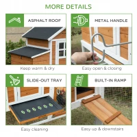 PawHut Chicken Run Waterproof Large Chicken Coop with Nesting Box for 2-4 Chickens, Orange and White(m-8)