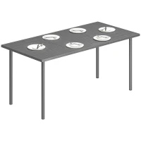 Outsunny 65" x 31.5" Outdoor Dining Table for 6, Metal Rectangular Patio Dining Table with Metal Slatted Top(m-9)