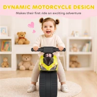 Qaba Balance Bike with Music and Wide Tires Baby Balance Bike for Toddlers 1-3 Years Green(m-4)