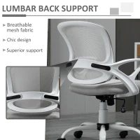 HOMCOM Swivel Mid Back Computer Desk Chair, Ergonomic Mesh Office Chair with Rocking Function, Rolling Wheels, Gray(m-6)