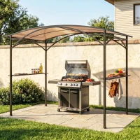 Outsunny 8' x 5' Hardtop Grill Gazebo, Outdoor BBQ Gazebo with PC Board Roof, BBQ Canopy Gazebo with 2 Side Shelves and 5 Hooks(m-7)