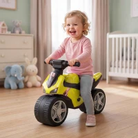 Qaba Balance Bike with Music and Wide Tires Baby Balance Bike for Toddlers 1-3 Years Green(m-1)