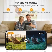 PawHut 2K HD AI Camera Automatic Chicken Coop Door with APP, WiFi Solar Powered with 5200 mAh Large Battery, Alarm Driver(m-6)