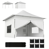 Outsunny 12 x 12 ft Pop Up Canopy Tent with Peak Top, UPF50+ 420D Outdoor Instant Canopy Shelter with Side Pockets, Silver(m-9)