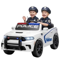 Qaba Licensed Dodge Ride On Police Car for Kids with 2 Seater, Remote, Suspension, Flashing Lights, Siren for Ages 3-6, White(m-1)