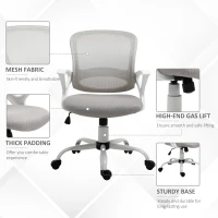 HOMCOM Swivel Mid Back Computer Desk Chair, Ergonomic Mesh Office Chair with Rocking Function, Rolling Wheels, Gray(m-8)