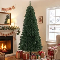 HOMCOM 7.5 ft Artificial Christmas Tree, Norway Spruce Tree, Hinged Xmas Tree with Metal Stand(m-2)