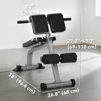 Soozier Roman Chair Back Extension Machine, Height Adjustable Hyperextension Bench, 38" x 26.8" x 27.2–43.3", Silver Tone(m-3)