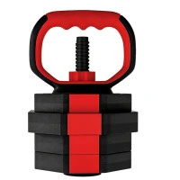 Soozier 6-in-1 Adjustable Dumbbell Set, Used as Kettlebell, Barbell, Dumbbell, Push-Up Stand, 44lbs Free Weights Set, Red(m-10)