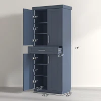 HOMCOM Modern Kitchen Pantry Freestanding Cabinet Cupboard with Doors and Drawer, Adjustable Shelving, Navy Blue(m-3)