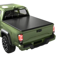 Outsunny 5'6'' Soft Tri-Fold Truck Bed Tonneau Cover for 5.5 ft Bed, Truck Bed Cover with Seal Strip, Black(m-9)