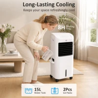 HOMCOM Cooling Fan for Bedroom with Ice Pack, Tower Fan with Remote Control, 3 Modes, 3 Speeds, 7.5H Timer, White(m-5)