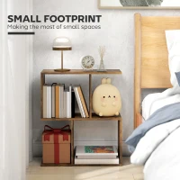HOMCOM End Table, Narrow Side Table with Storage Shelves, S-Shaped, 3-Tier, 19.7" W x 7.7" D x 22.8" H, Rustic Brown(m-4)