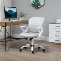 HOMCOM Swivel Mid Back Computer Desk Chair, Ergonomic Mesh Office Chair with Rocking Function, Rolling Wheels, Gray(m-10)