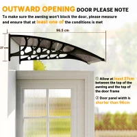 Outsunny Awning Door Canopy, 40.6" x 38" Polycarbonate Front Door Outdoor Patio Cover with Hollow Sheet for UV Protection, Brown(m-7)