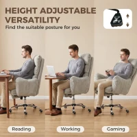 HOMCOM Office Chair with Foot Rest, Ergonomic Reclining Computer Gaming Chair w/ Snow Flannel Fabric, Thick Cushion, Light Grey(m-7)