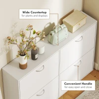 HOMCOM Flip Down Shoe Rack, Multi Cabinet, Wooden Shoe Shelf, Entryway, 4 Drawer Organizer, Freestanding Unit, White(m-6)