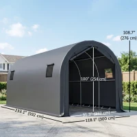 Outsunny 10' x 19' Heavy Duty Carport, Portable Garage Car Canopy Tent Shelter with Reinforced Galvanized Frame, Dark Grey(m-3)