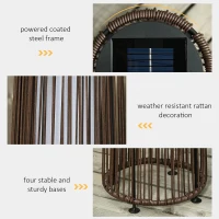 Outsunny Wicker Solar Floor Lamp, Decorative Outdoor Lamp with Auto On/Off LED Light, IP44 for Patio, Porch, Pathway, Brown(m-6)