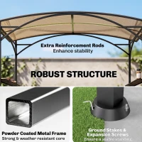 Outsunny 8' x 5' Hardtop Grill Gazebo, Outdoor BBQ Gazebo with PC Board Roof, BBQ Canopy Gazebo with 2 Side Shelves and 5 Hooks(m-6)