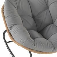 Outsunny Indoor Outdoor Papasan Rocking Chair, Oversized Rocking Egg Chair with Cushion for Garden, Patio, Grey(m-10)