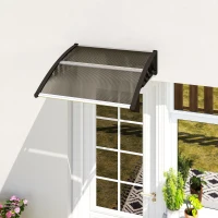 Outsunny Awning Door Canopy, 40.6" x 38" Polycarbonate Front Door Outdoor Patio Cover with Hollow Sheet for UV Protection, Brown(m-1)