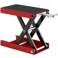 HOMCOM 1100lbs Motorcycle Jack, Height Adjustable Motorcycle Scissor Lift Jack with Anti-Slip Wide Deck for Home Garage, Red(m-9)