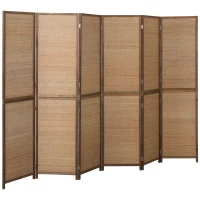 HOMCOM Room Divider, 6 Panel Folding Privacy Screen, 6 FT Tall Hand-Woven Bamboo Wall Partition, Brown(m-11)