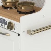 Qaba Play Kitchen, Kids Kitchen Playset with Coffee Machine, Ice Maker, Microwave, Oven, Storage, Gift for Toddlers 3+, White(m-11)