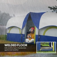 Outsunny 4 Person Camping Tent, 3 Room Cabin Tent, 3000mm Waterproof and UPF30+ with Sewn in Groundsheet and Carry Bag, Blue(m-6)