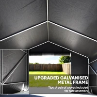Outsunny 10' x 10' Portable Shed, Waterproof Bike Tent with Roll-up Zipper Door and Reinforced Galvanised Metal Frame, Dark Grey(m-4)